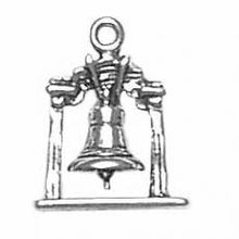 Load image into Gallery viewer, Charms. Sterling Silver, 13.3mm Width by 7.6mm Length by 17.1mm Height, Liberty Bell Charm. Quantity Per Pack: 1 Piece.
