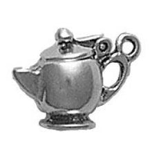 Load image into Gallery viewer, Charms. Sterling Silver, 15.4mm Width by 7.6mm Length by 10.1mm Height, Tea Pot Charm. Quantity Per Pack: 1 Piece.
