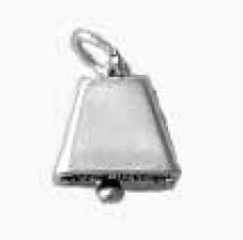 Load image into Gallery viewer, Charms. Sterling Silver, 11.3mm Width by 6.4mm Length by 12.0mm Height, Cow Bell Charm. Quantity Per Pack: 1 Piece.
