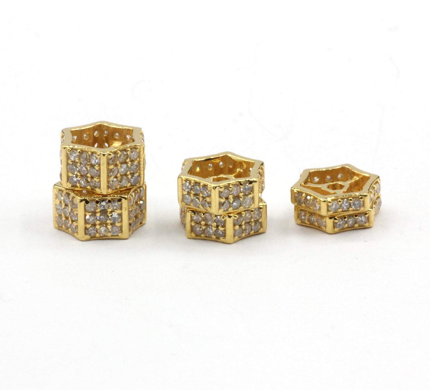 14K Gold 8 mm Tyre Pave Diamond Bead .14K Gold Diamond Beads Tyre, Genuine handmade pave diamond Beads.