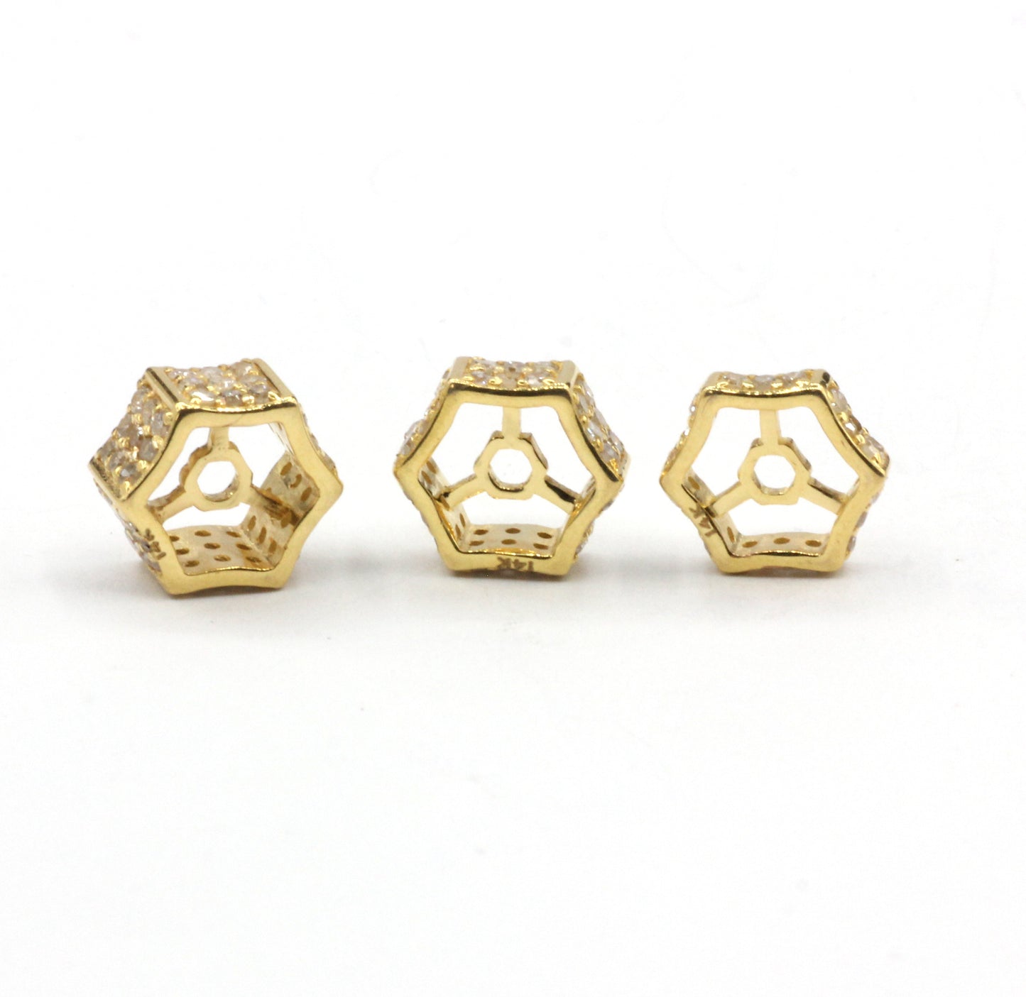 14K Gold 8 mm Tyre Pave Diamond Bead .14K Gold Diamond Beads Tyre, Genuine handmade pave diamond Beads.