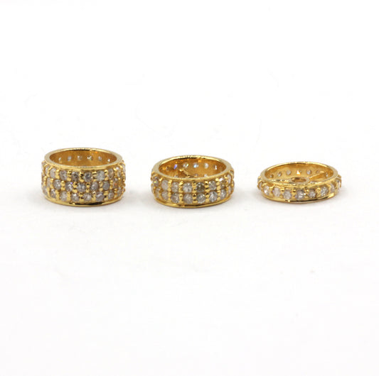 14K Gold 8 mm Round Tyre Pave Diamond Bead .14K Gold Diamond Beads Tyre, Genuine handmade pave diamond Beads.