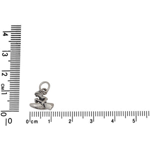 Sterling Silver, 11.7mm Width by 7.1mm Length by 11.8mm Height, Frog Rowing Canoe Charm. Quantity Per Pack: 1 Piece.