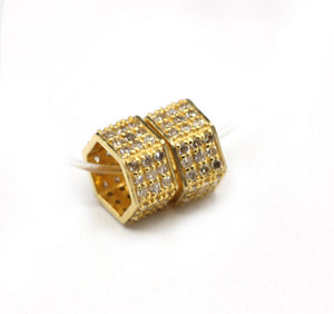 14K Gold 8 mm Hexagon Tyre Pave Diamond Bead .14K Gold Diamond Beads Tyre, Genuine handmade pave diamond Beads.