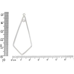 Sterling Silver, 21.0mm Width by 49.4mm Length, Kite Chandelier With 2.8mm Width / Length Smooth Fix Ring on the top of inside and outside of the Chandelier. Quantity Per Pack: 6 Pieces.