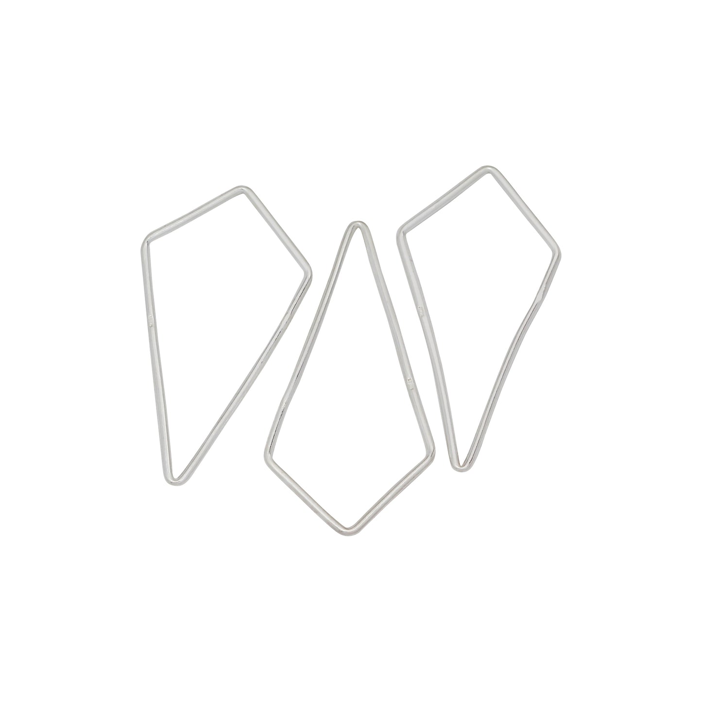 Sterling Silver, 18.8mm Width by 34.8mm Length, Kite Link. Quantity Per Pack: 10 Pieces.