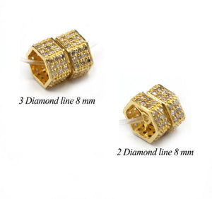 14K Gold 8 mm Hexagon Tyre Pave Diamond Bead .14K Gold Diamond Beads Tyre, Genuine handmade pave diamond Beads.