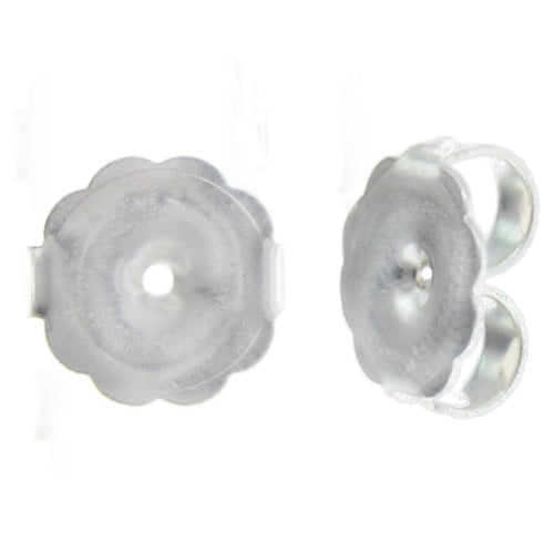 Sterling Silver, 8.8mm Width by 9.6mm Length by 4.6mm Height, Ear Nut. Quantity Per Pack: 8 Pieces.