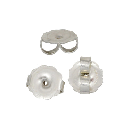 Sterling Silver, 8.8mm Width by 9.6mm Length by 4.6mm Height, Ear Nut. Quantity Per Pack: 8 Pieces.