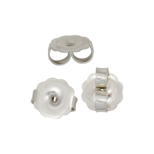 Sterling Silver, 8.8mm Width by 9.6mm Length by 4.6mm Height, Ear Nut. Quantity Per Pack: 8 Pieces.