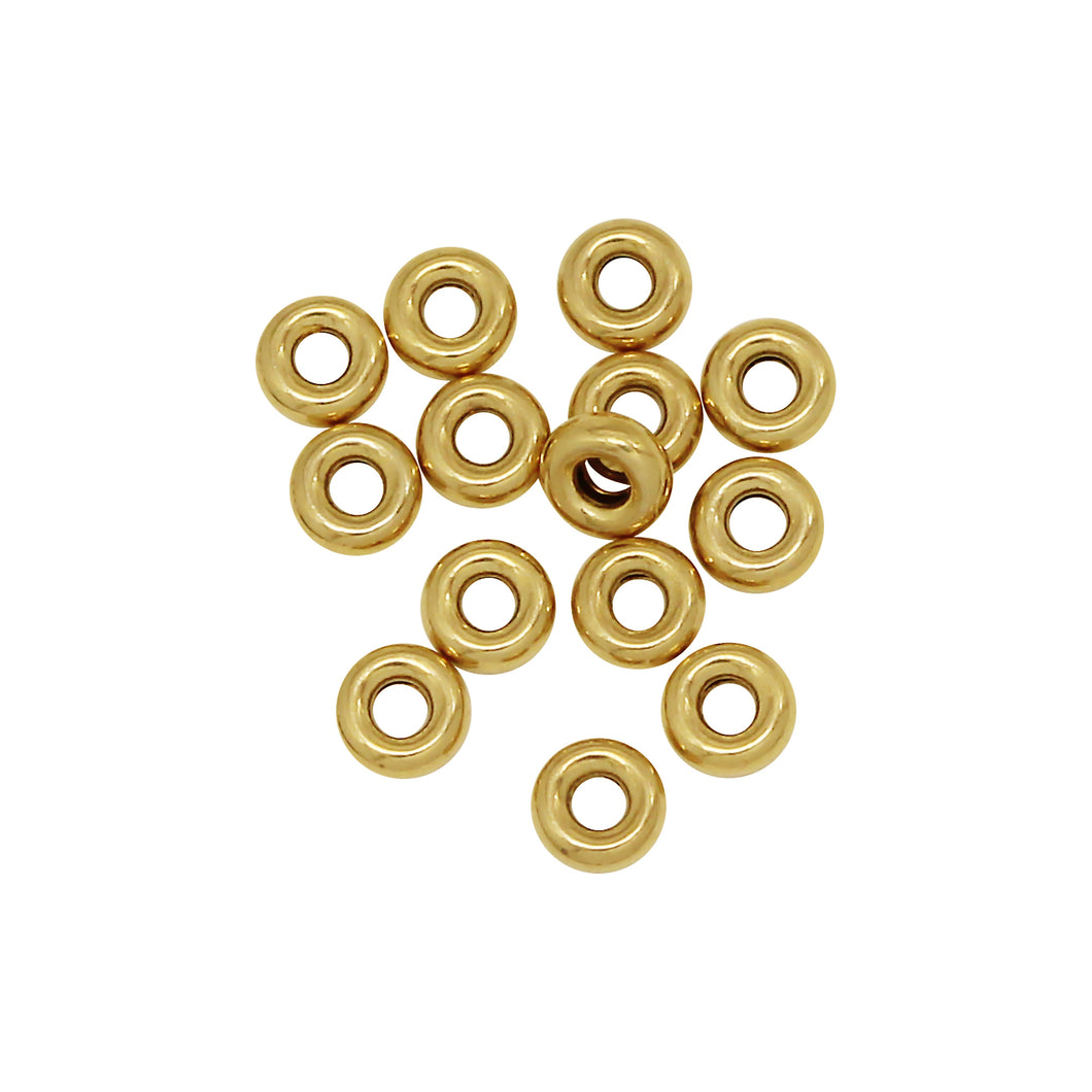 Gold Filled, 2.8mm Width by 2.8mm Length by 1.0mm Height, Smooth Roundel Bead. Quantity per pack: 20 Pieces.