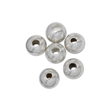 Load image into Gallery viewer, Sterling Silver, 5.0mm Width / Length / Height, Smooth Large Hole Round Bead. Quantity per pack: 50 Pieces.
