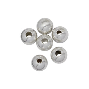 Sterling Silver, 5.0mm Width / Length / Height, Smooth Large Hole Round Bead. Quantity per pack: 50 Pieces.