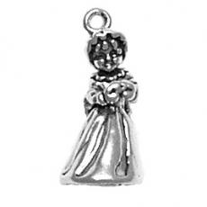 Charms. Sterling Silver, 9.2mm Width by 8.4mm Length by 20.2mm Height, Girl Holding Heart Charm. Quantity Per Pack: 1 Piece.