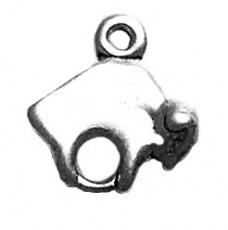 Charms. Sterling Silver, 10.9mm Width by 3.4mm Length by 11.6mm Height, Buffalo Charm. Quantity Per Pack: 1 Piece.