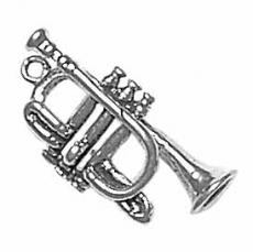 Charms. Sterling Silver, 11.7mm Width by 5.9mm Length by 22.2mm Height, French Trumpet Charm. Quantity Per Pack: 1 Piece.