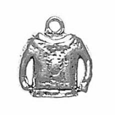 Charms. Sterling Silver, 12.4mm Width by 3.6mm Length by 13.2mm Height, Sweater Charm. Quantity Per Pack: 1 Piece.