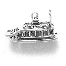 Charms. Sterling Silver, 20.8mm Width by 7.7mm Length by 12.0mm Height, Showboat Charm. Quantity Per Pack: 1 Piece.