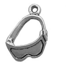 Charms. Sterling Silver, 11.3mm Width by 3.3mm Length by 15.6mm Height, Ski Goggles Charm. Quantity Per Pack: 1 Piece.