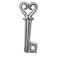 Charms. Sterling Silver, 8.9mm Width by 2.0mm Length by 24.3mm Height, Heart Key Charm. Quantity Per Pack: 1 Piece.