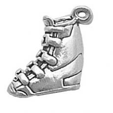 Charms. Sterling Silver, 14.3mm Width by 3.2mm Length by 15.1mm Height, Ski Boot Charm. Quantity Per Pack: 1 Piece.