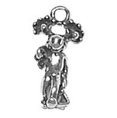 Charms. Sterling Silver, 7.8mm Width by 6.1mm Length by 15.1mm Height, Moose With Umbrella Charm. Quantity Per Pack: 1 Piece.