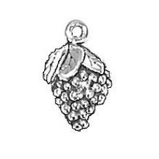 Charms. Sterling Silver, 8.9mm Width by 3.5mm Length by 14.5mm Height, Grapes Charm. Quantity Per Pack: 1 Piece.