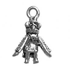 Charms. Sterling Silver, 9.5mm Width by 4.0mm Length by 13.6mm Height, Small Eagle Dancer Charm. Quantity Per Pack: 1 Piece.