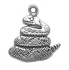 Charms. Sterling Silver, 15.8mm Width by 1.1mm Length by 16.4mm Height, Rattlesnake Charm. Quantity Per Pack: 1 Piece.