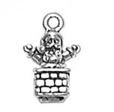 Charms. Sterling Silver, 8.0mm Width by 5.3mm Length by 12.5mm Height, Santa in Chimney Charm. Quantity Per Pack: 1 Piece.