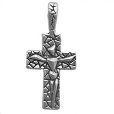 Charms. Sterling Silver, 12.8mm Width by 4.3mm Length by 26.8mm Height, Cross Pendant. Quantity Per Pack: 1 Piece.