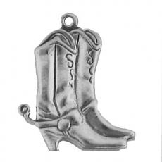 Charms. Sterling Silver, 16.5mm Width by 1.8mm Length by 19.3mm Height, Cowboy Boots Charm. Quantity Per Pack: 1 Piece.