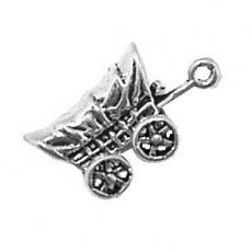 Charms. Sterling Silver, 10.5mm Width by 9.4mm Length by 20.3mm Height, Stagecoach Charm. Quantity Per Pack: 1 Piece.