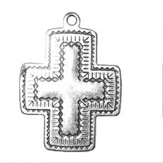 Charms. Sterling Silver, 18.8mm Width by 0.4mm Length by 25.7mm Height, Southwest Cross Charm. Quantity Per Pack: 1 Piece.