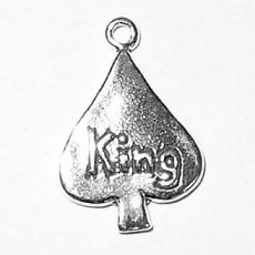 Charms. Sterling Silver, 13.5mm Width by 2.3mm Length by 19.4mm Height, King of Spades Charm. Quantity Per Pack: 1 Piece.