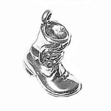 Charms. Sterling Silver, 6.5mm Width by 13.3mm Length by 15.4mm Height, Work Boot Charm. Quantity Per Pack: 1 Piece.