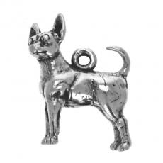 Charms. Sterling Silver, 16.0mm Width by 4.8mm Length by 12.3mm Height, Chihuahua Charm. Quantity Per Pack: 1 Piece.