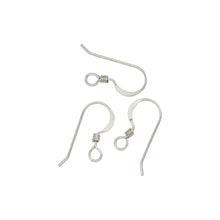 Load image into Gallery viewer, Sterling Silver, 22.0 Gauge, 7.8mm Width by 17.3mm Length, Flat Ear Wire With 1.7mm Width by 1.9mm Length Coil. Quantity Per Pack: 100 Pieces.
