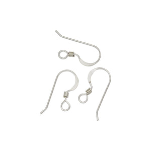 Sterling Silver, 22.0 Gauge, 7.8mm Width by 17.3mm Length, Flat Ear Wire With 1.7mm Width by 1.9mm Length Coil. Quantity Per Pack: 100 Pieces.