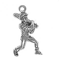 Charms. Sterling Silver, 12.8mm Width by 6.5mm Length by 20.3mm Height, Baseball Player Charm. Quantity Per Pack: 1 Piece.