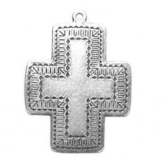 Charms. Sterling Silver, 24.0mm Width by 0.4mm Length by 32.1mm Height, Southwestern Cross Charm. Quantity Per Pack: 1 Piece.