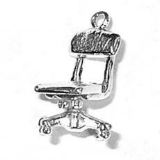 Charms. Sterling Silver, 12.5mm Width by 12.3mm Length by 18.2mm Height, Office Chair Charm. Quantity Per Pack: 1 Piece.