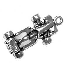 Charms. Sterling Silver, 11.3mm Width by 7.6mm Length by 22.9mm Height, Race Car Charm. Quantity Per Pack: 1 Piece.