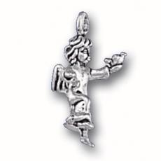 Charms. Sterling Silver, 10.9mm Width by 13.7mm Length by 22.8mm Height, Angel Holding Bird Charm. Quantity Per Pack: 1 Piece.