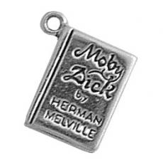 Charms. Sterling Silver, 14.8mm Width by 3.1mm Length by 16.8mm Height, Moby Dick Book Charm. Quantity Per Pack: 1 Piece.