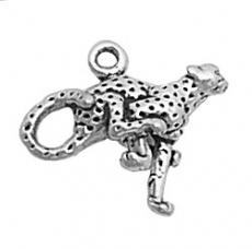 Charms. Sterling Silver, 18.6mm Width by 6.4mm Length by 15.5mm Height, Cheetah Charm. Quantity Per Pack: 1 Piece.