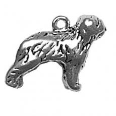 Charms. Sterling Silver, 19.0mm Width by 5.8mm Length by 14.3mm Height, Old English Sheep Dog Charm. Quantity Per Pack: 1 Piece.