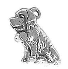 Charms. Sterling Silver, 14.6mm Width by 7.4mm Length by 15.1mm Height, Saint Bernard Dog Charm. Quantity Per Pack: 1 Piece.