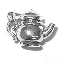 Charms. Sterling Silver, 15.9mm Width by 9.2mm Length by 11.8mm Height, Coffee Pot Charm. Quantity Per Pack: 1 Piece.