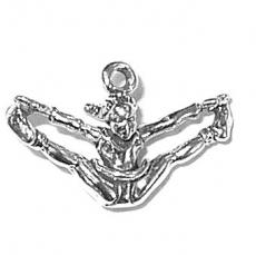 Charms. Sterling Silver, 22.0mm Width by 6.4mm Length by 14.0mm Height, Jumping Cheerleader Charm. Quantity Per Pack: 1 Piece.